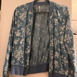 Refuge Blue Floral Bomber Jacket